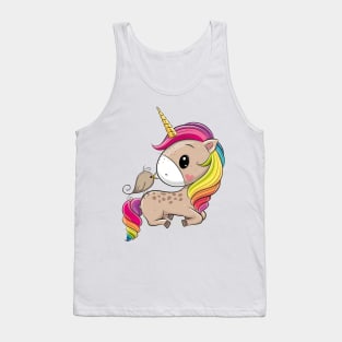 Cute unicorn and little bird. Tank Top